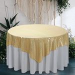 Fitable Sequin Tablecloth for Parties 60x60 Inch - Sparkle Glitter Table Cloth Laser Square Table Cover Overlay for Wedding Baby Shower Ceremony Birthday Cake Table Holiday Banquet Decor, Khaki