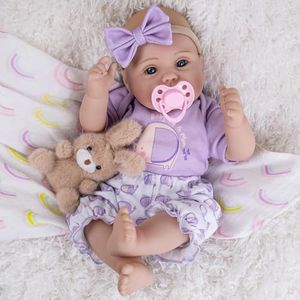 Milidool Lifelike Reborn Baby Dolls Girl - Realistic 18-Inch Newborn Baby Doll, Nice Gift for Kids Age 3+, Parents-to-be, Grandparents,Purple Clothes