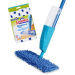 Spontex Quick Spray Duo Flat Spray Mop with Washable Microfibre Mop Head Pads | Cleans Laminate, Wood & Tile Flooring | No-Touch Reversible Mop Head