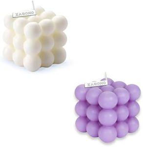 2 Pcs Bubble Candle Home Decoration Purple and White Bubble Candle Handmade Cube for Bedroom Bathroom Decorations Soy Candles Aesthetic Set