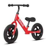 12" Balance Bike Carbon Steel Frame No Pedal Walking Balance Bike Training Bicycle for Kids and Toddlers 2- to 5 Years Old (Red)