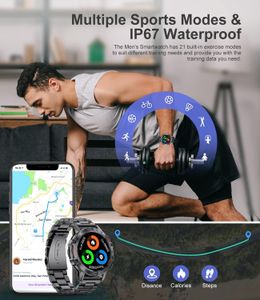 Military Smart Watch for Men – Bluetooth Fitness Tracker