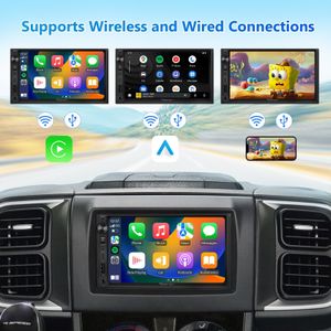 Eonon 7” QLED Double Din Car Stereo – Wireless CarPlay, Android Auto, Bluetooth, Touchscreen, Backup Camera