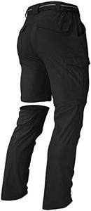 Men's Hiking Pants Convertible Zip Off Lightweight Waterproof Quick Dry Outdoor Fishing Travel Safari Camping, Black, 32