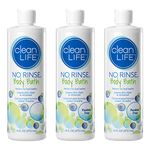 No-Rinse Body Bath, by Cleanlife Products Ltd, Leaves Skin Clean, Refreshed and Odor-Free, One Bottle Makes 16 Complete Baths, Alcohol-free and approved by thousands of hospitals, 16 fl oz, Pack of 3.