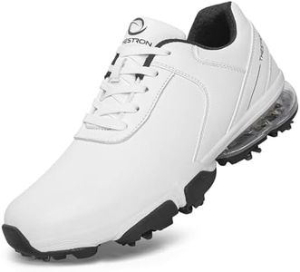 Zakey Spikes Golf Shoes Men Training Golf Sneakers Comfortable Walking Footwears for Golfers (14,White)