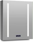 Bathlink Medicine Cabinet with Lights, Lighted Medicine Cabinet with Clock, LED Lights Medicine Cabinet with Mirror, 20"×26"×5", Temperature&Time Display, Defog, Adjustable Light, Left Hinge