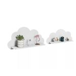 Set of 2 Cloud Shaped Floating Wall Shelf Decorative Bedroom Nursery Display Unit Child's Cloud Shelves Children’s Nursery Floating Shelf Child's Bedroom Themed Boy/Girl (White)