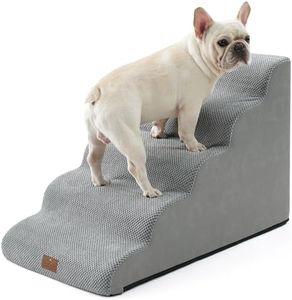 COZY KISS Large escalier pour Chien et Petit Animal Domestique avec Housse Anti-Fuite, Rampe en Mousse Haute densité pour lit Haut,Durable, 50x83x57cm, 5 Niveaux, Gris