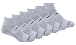 Saucony Men's Multi-pack Mesh Ventilating Quarter Socks (6 & 12 Pairs), Grey (6 Pairs), Large