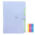 KONVINIT Expandable File Folder A4 Folder Organiser with Snap Button for Office,Plastic Wallet Folder with 5 Pockets, Purple Cover