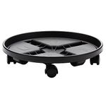 Bloem Round Planter Caddy with Wheels: 12" - Black - Durable Plastic Dolly, 360 Degree Wheel Movement, for Indoor and Outdoor Use, Gardening, 75 lb Capacity