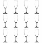 Glasshop 12-Pack Champagne Flute Glasses - Long Stem Prosecco Glasses, 190ml - Ideal for Parties, Dishwasher Safe