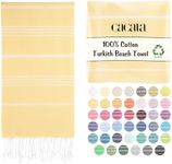 Cacala Lightweight and Thin Turkish Beach Towel 100% Cotton Sand-Free and Quick-Drying Goodness Perfect as an Extra Large Travel Towel, Beach Accessory, or Gift for Beach Lovers, 37 x 70