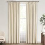 45 Inch Kitchen Window Blackout Curtains Over Sink 2 Panels,Rustic Cottage Core Linen Blend Pinch Pleated Curtains Thermal Room Darkening Privacy Short Drapes for Cafe (Light Beige 45 Inches)