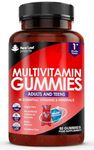 Chewable Vegan Multivitamin Gummies - Non Sugar Coated, Gluten Free, Non-GMO Multivitamins for Men and Woman - Fortified with Vitamins C A D E B Biotin, Folate, & Zinc