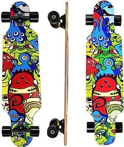 31" Longboard 7 Layers Skateboard Pro Complete Cruiser for Cruising, Carving, Free-Style and Downhill with T-Tool (Little Monster)