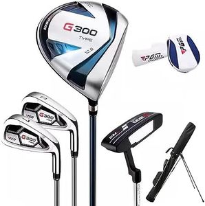 PGM Men's Golf Club Set - 4 Pieces - Titanium Clubhead #1 Driver(Graphite Shaft, 10.5°), #7 Iron(30�°), Sand Wedge(55°), Putter - with Golf Stand Bag