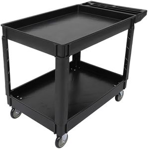 GarveeTech Utility Service Cart 2 Shelf 500 Lbs, 2 Tier Heavy Duty Rolling Tool Cart On Wheels for Warehouse, Garage, Cleaning, Jobsite, Manufacturing, Maintenance, 45"×25" Black