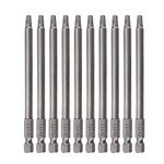 Saipor 10pcs SQ2 100mm Magnetic Square Drill Bit Set Hex Shank Square Screwdriver Bit Set Robertson Square Drive Bits for Poket Hole Jig