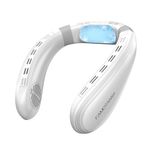 FAMOTANSIA Neck Cooling Fan, Air Conditioner Neck Fan with Cooling Plate 4400mAh Rechargeable Battery Operated, Wearable Personal Fan, Ergonomic Design, White