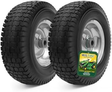 Wiltire 13x5.00-6 Flat Free Tire and Wheel Assemblies (2 Pack),13 x 5 x 6 Solid Rubber Tires and Wheel for Riding Lawn Mower - With 3/4" Bushings (Extra 5/8" Bushings) and 3" Centered Hub (Grey)