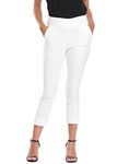 HDE Pull On Capri Pants for Women with Pockets Elastic Waist Cropped Pants, White, X-Large