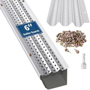 GarveeTech Gutter Guard, Leaf Guards for Gutters, 6 Inch Width, 34 PCS 100 Feet Total Length, 0.275'' Hole Diameter & 0.02'' Thick Fits Any Roof or Gutter Type, Gutter Guards 6 Inch