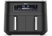 Ninja Foodi Dual Zone Digital Air Fryer, 2 Drawers, 7.6L, 6-in-1, Uses No Oil, Air Fry, Max Crisp, Roast, Bake, Reheat, Dehydrate, Cooks 4-6 Portions, Non-Stick, Dishwasher Safe Baskets, Black AF300UK