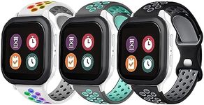 Mengudig 3 Pack Bands Compatible with Gizmo Watch Band Replacement for Kids,20mm Soft Breathable Waterproof Double Colors Silicone Sport Band for Verizon Gizmo Watch 2/1 (Gray-Teal/Black-Gray/White-Rainbow)