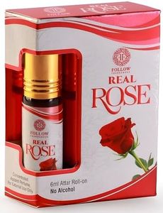 FOLLOW FRAGRANCES Real Rose Attar Original Arabic 100% Pure Ittar Roll On For Eid, Ramadan, Religious & Personal Use/Natural Umrah Gift & Vegan Islamic Gulab For Unisex Non-Alcoholic Long Lasting, 6ml