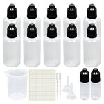 Omawrf 10 Pack 50ml Plastic Dropper Bottle, Plastic Empty Squeezable Dropper Bottles Eye Dropper Dispenser Paint Dropper Bottles with Funnel Measuring Cup Label Transfer Pipette