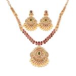 Sasitrends Traditional Micro Gold Plated Multi Color AD American Diamond Jewellery Necklace Jewellery Set for Women and Girls