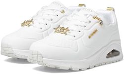 Skechers Girls UNO GEN1 Sneaker, White/Gold, 1 Little Kid