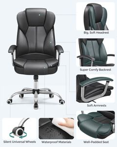 SONGMICS Office Chair – Ergonomic Desk Chair, Ink Black