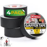 XFasten Black Gaffers Tape 2 Inch x 30 Yards, Residue-Free Strong Adhesion (4-Pack 360-feet Total) Matte Black Non-Reflective Tape for Electrical Cords, Photography, Gym Floor Stage Marking