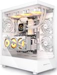 MUSETEX PC CASE ATX 3 Non-LED Fans Pre-Installed, Type-C Mid Tower Computer Case with Full View Dual Tempered Glass, Gaming PC Case,White(K2)