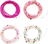 WYAINUTLAAT 50 Inch Waist Beads for Women African Waist Beads Plus Size Layered Colorful Belly Beads Body Jewelry Non-Stretching Belly Chains（4PCS, 50 inches length, Metal, glass seed beads