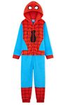 Marvel Onesies for Boys, Spiderman Onesie, Fleece Boys Pyjamas (Red/Blue, 9-10 Years)