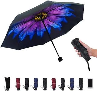 SY COMPACT Travel Umbrella - Lightweight Portable mini Compact Umbrellas (Purple Flower)