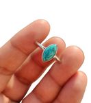 Turquoise Silver Ring Marquise Shape Gemstone 925 Sterling Silver Handmade Ring Stacking Women Birthstone Jewelry All Size Rings From H to Z (UK)