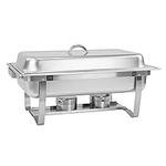 SQ Professional Banquet Stainless Steel Foldable Chafing Dish - Single Compartment Buffet server food warmer Catering Tray with Lid for Restaurant Catering Parties Weddings -9.5L