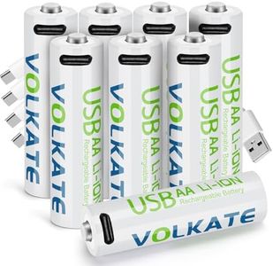 volkate High Capacity 4000mWh USB Rechargeable AA Batteries, 8 Pack 1.5V Lithium Batteries AA Size with Charging Cable, for Blink Outdoor Camera or Doorbell, Toy, Game, Flashlight, Remote Controller