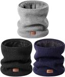 Winter Neck Gaiters for Men 3 Pack,Neck Warmer Men Women with Thermal Thick Warm Fleece Lined Cold Weather,Mens Scarf Winter Ski Face Mask Cover Windproof Scarves（Black,Navy，Grey）