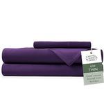 Hotel Sheets Direct 100% Viscose Derived from Bamboo Sheets Set Twin - Cooling Bed Sheets with 1 Pillowcase- Breathable, Moisture Wicking & Silky Soft Sheets Set- Purple