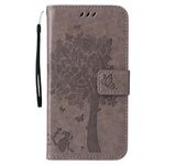 TELETEL for Apple iPhone 13 Pro Max Premium Vegan Leather Flip Cover | Card Cash Holder Wallet Case | Magnetic Closure (Grey Embossed Tree)