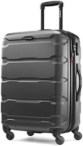 Samsonite Omni PC Hardside Expandable Luggage with Spinner Wheels, Checked-Medium 24-Inch, Black