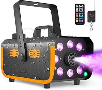 Smoke Machine，HAKUTA 500W and with 2300 CFM Output of Fog and 2 Wired and Wireless Remote Controls, 8 LED Lights with 4 Light Effects for Party, Wedding, DJ Stage, Halloween, and Other Festivals