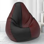 ComfyBean Bag with Beans Filled 4XL- Official: Lazy Sacks Bean Bags - for Adults - Max User Height : 5.5-6 Ft.-Weight : 70-99 Kgs(Model: Black Maroon)