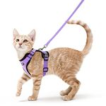 rabbitgoo Cat Harness and Lead Set, Escape Proof Kitten Harness with Cat Leash Metal Ring, Lightweight Soft, Reflective Adjustable Vest Harnesses for Small Cat Walking Travel S, Light purple